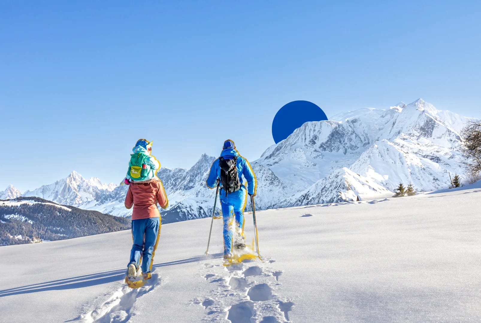 Randonneurs en raquette Mont-Blanc