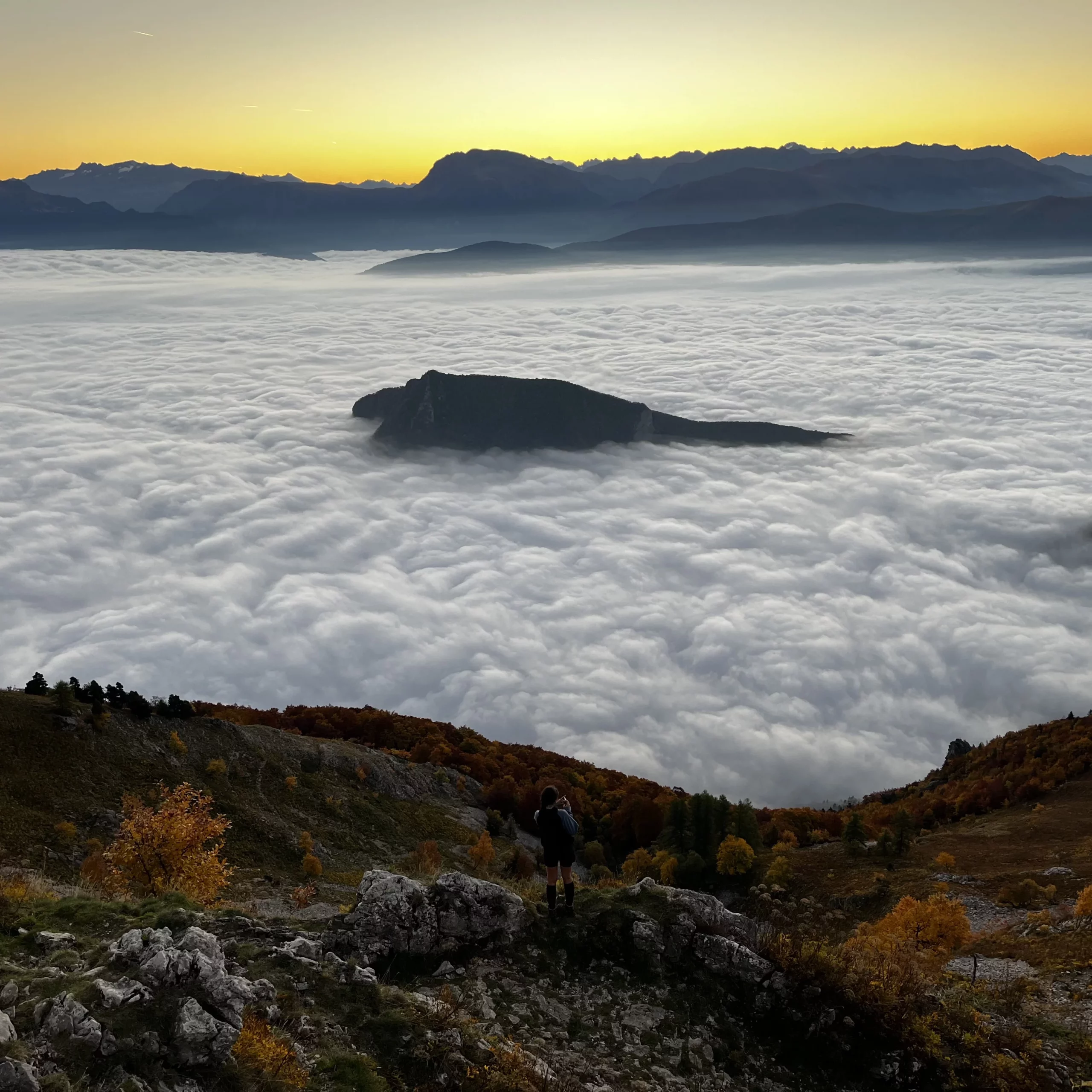 Mer de nuage depuis le Vercors au-dessus de Grenoble