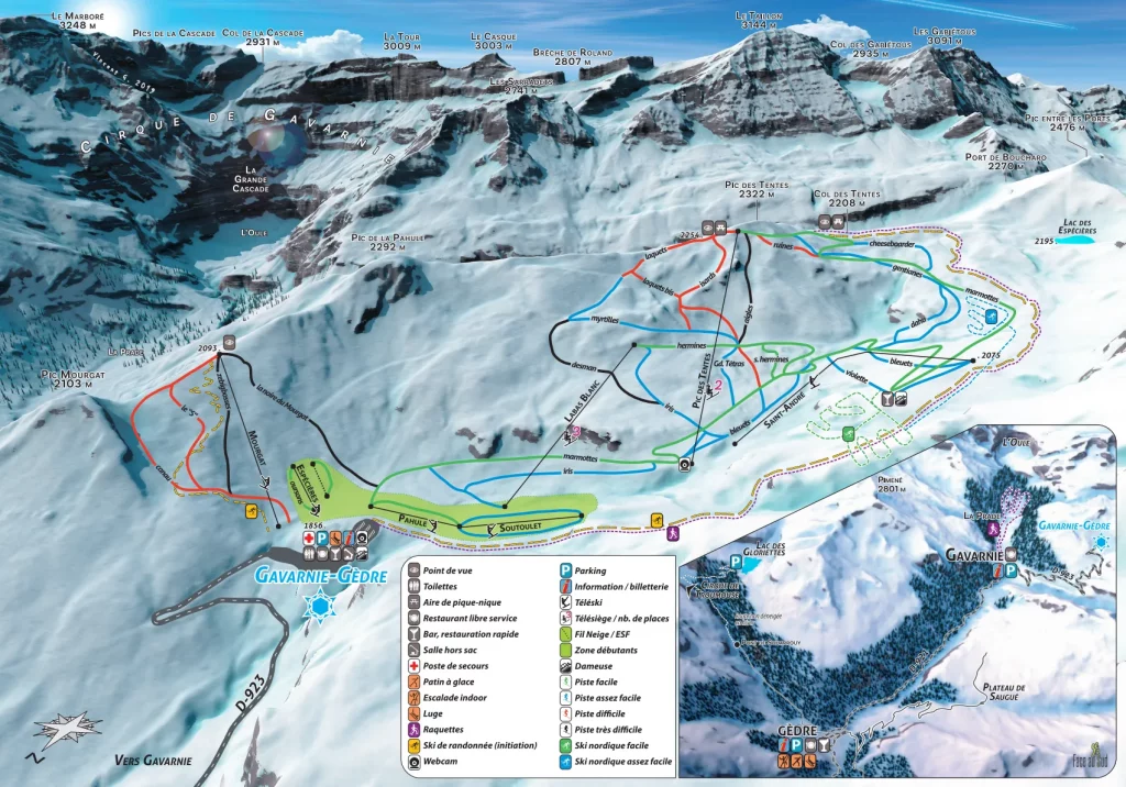 Plan des pistes Gavarnie Gedre 2023 2024 1 1024x716